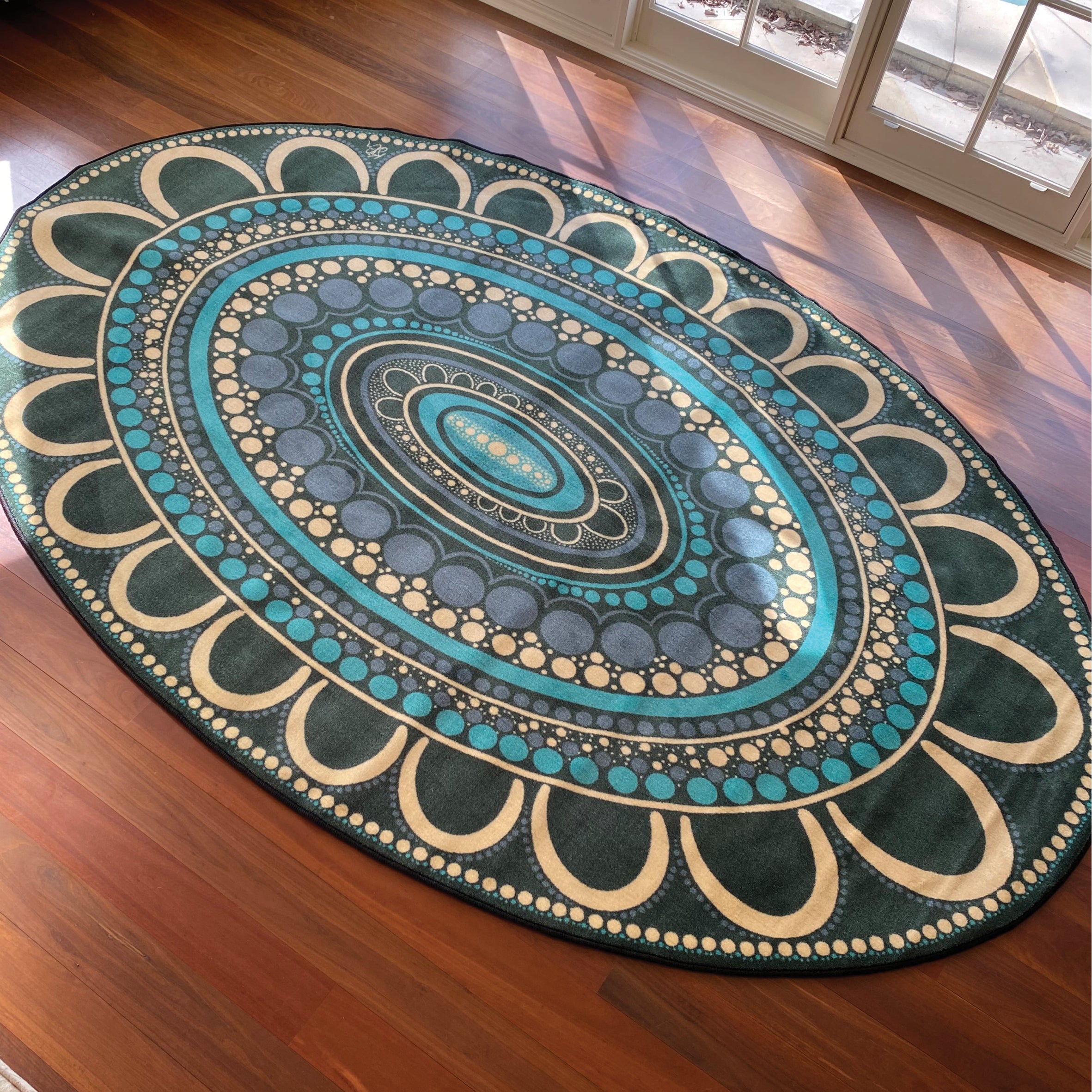 Yarning Oval Indigenous Rug